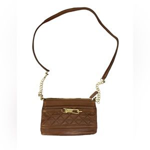 Calvin Klein Brown Lambskin Leather Cross-Body Bag‎